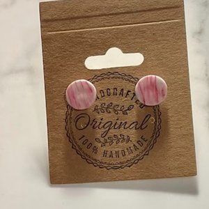 Handmade Marble Circle Post Earrings